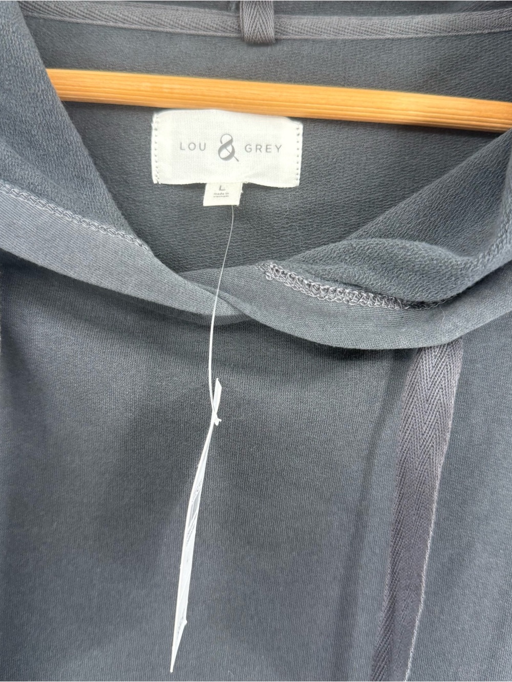 Lou & Grey NWT Womens Gray Oversized Hoodie Top Size L Long Sleeves Mid Weight - Picture 5 of 9